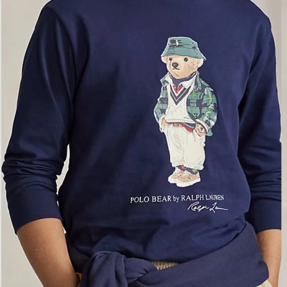 Ralph Lauren Kids Long Sleeve Classic Navy‎ Polo Bear Tee SZ XL 18-20